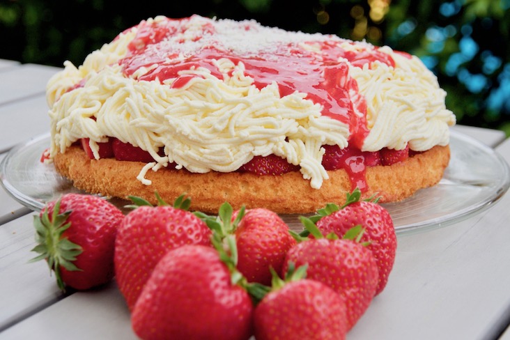 Rezept Spagettikuchen mit frischen Erdbeeren Elbe-Obst